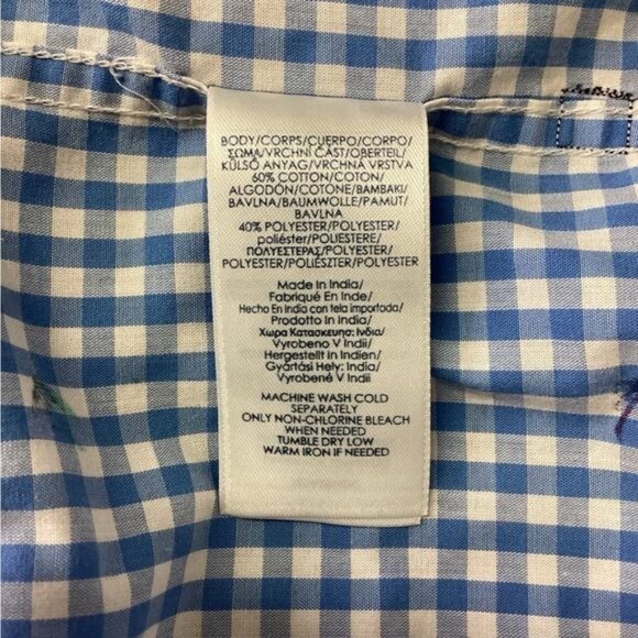 Chaps Mens Blue Gingham Flying Fishing Short Sleeve Shirt XL Cotton Easy Care - Picture 6 of 9